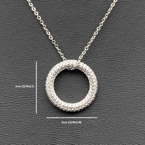 Sparkling Silver Eternity Circle Pendant Necklace - Picture 6 of 8